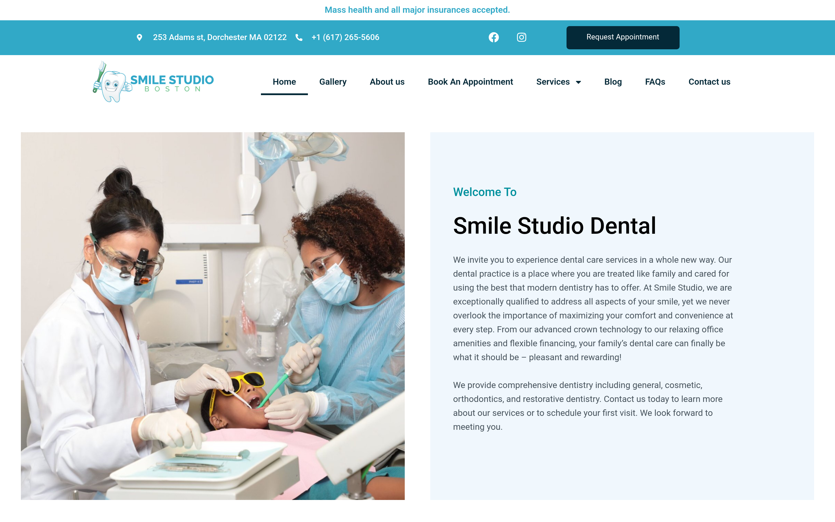 Smile Studio Boston homepage